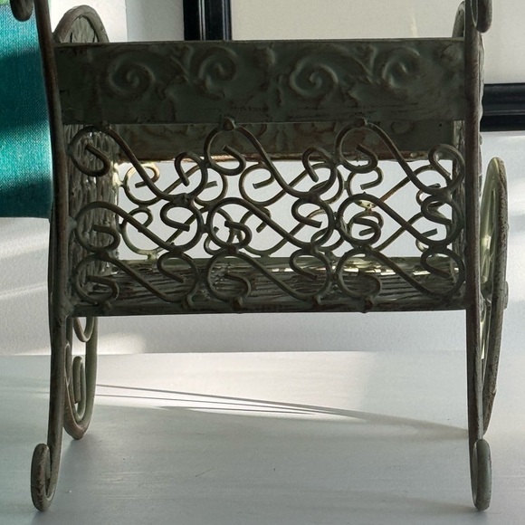 Elegant Green Metal Decorative Rustic Shabby Chic Cart - Picture 9 of 9